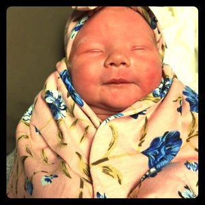 Pink gold blue wrap and bow